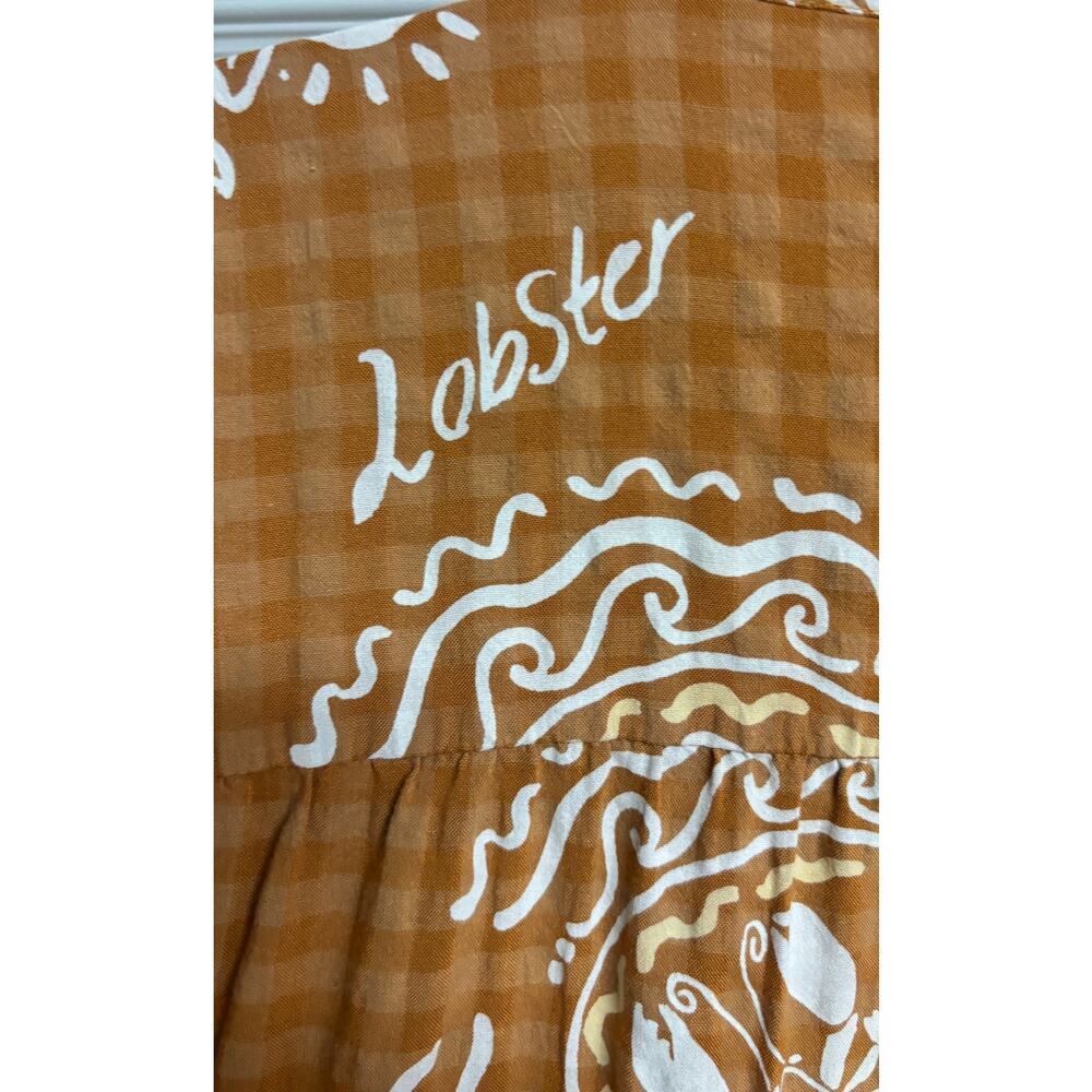 Anthropologie Dress Small Brown Lobster Martini Tier Midi V Shift 3/4 Boho EUC - Picture 11 of 11